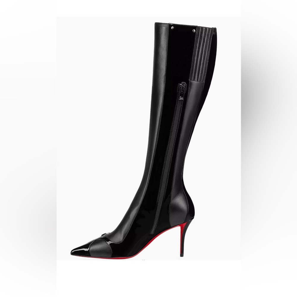 Christian Louboutin IN 90S Botta 80 Black Logo Leather Knee High Boot 40.5 $2395 - Picture 2 of 15